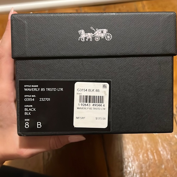 NWT Coach Waverly 85MM TRSTD LTR Black size 8B w box and dust bag - Picture 6 of 11